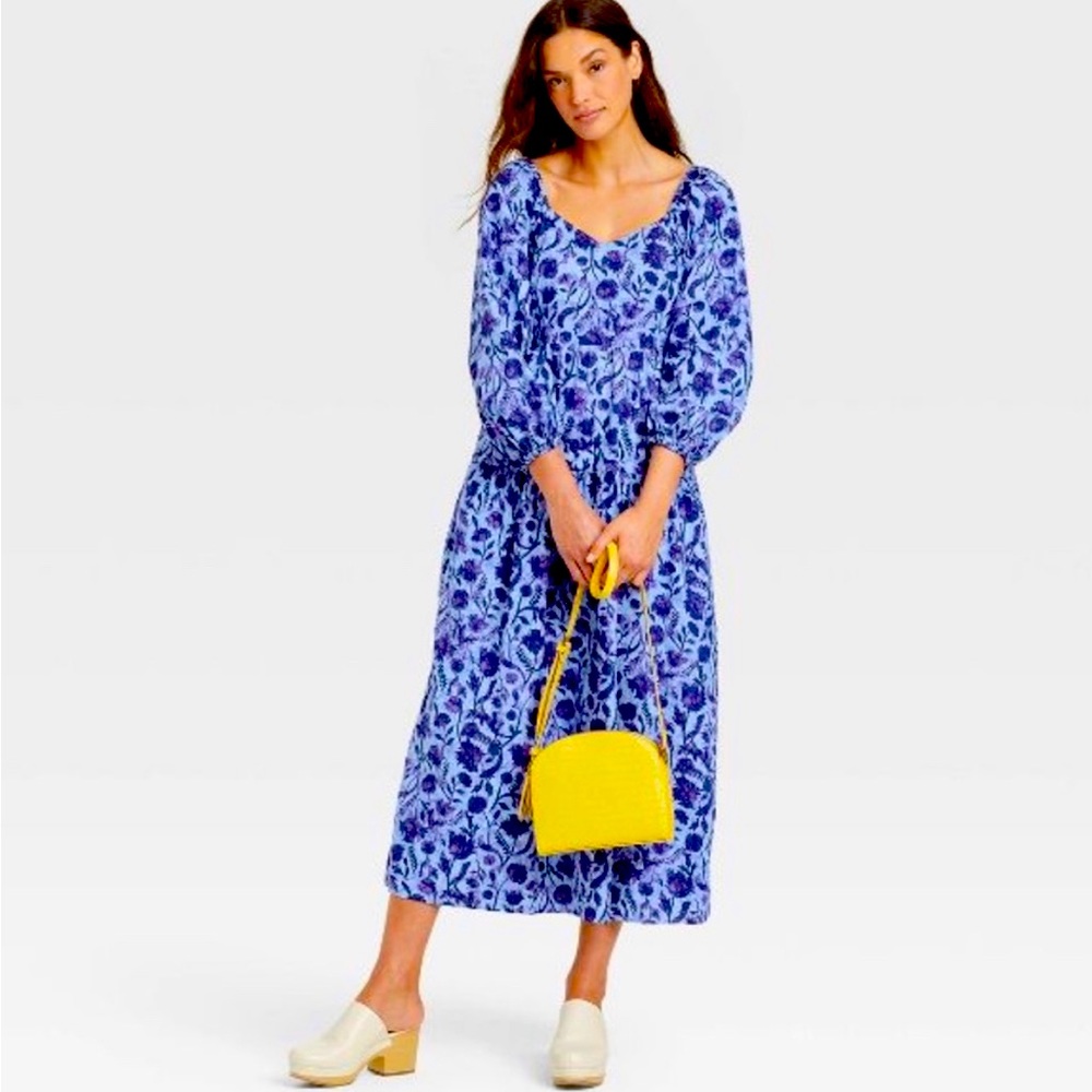 Universal Thread purple print long sleeve dress